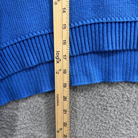 Free People Oversized Sweater Women’s Medium Blue Relaxed Ribbed Knit Cropped - Picture 6 of 11